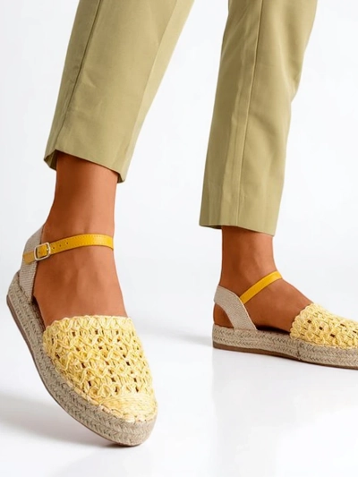 Желтые женские эспадрильи с ажурным триумфом - Обувь
