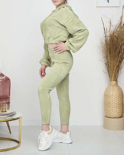 Green women's sports set sweatshirt and leggings - Clothing