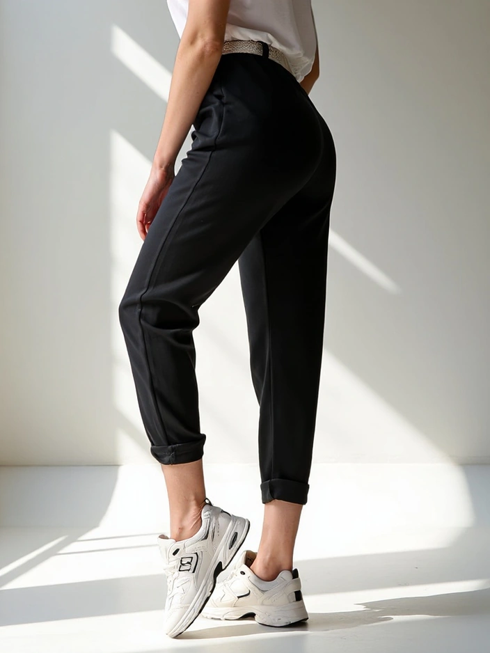 Royalfashion Straight women's pants with a belt
