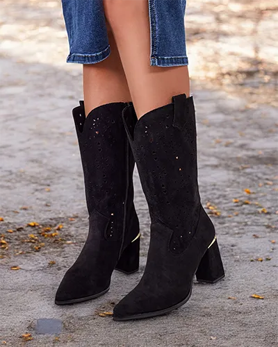 Royalfashion Evolle ažūra stiletto zābaki