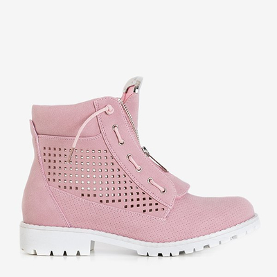 OUTLET Pink Sieviešu Ice Love ažūra pārgājienu zābaki - Apavi