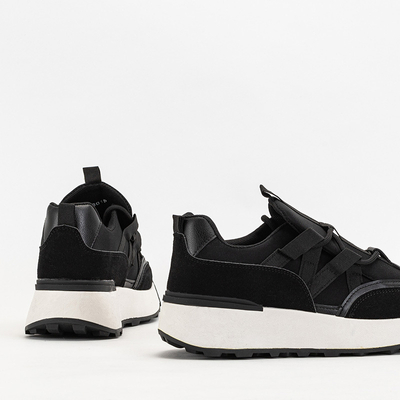 OUTLET Black women's sports shoes with a higher Kanislo sole - Footwear