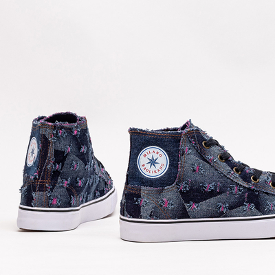 Navy blue women's fabric ankle sneakers Denario - Footwear