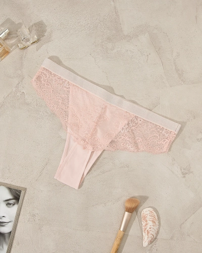 Royalfashion Bright pink lace bra briefs for women
