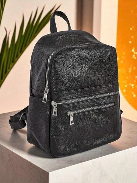 Плетеный Женский Рюкзак AURELIA от Królewska Moda из Экокожи Черный