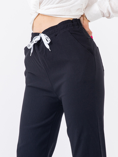 Black fabric pants for women PLUS SIZE - Clothing