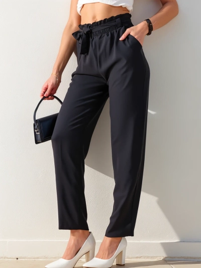 Royalfashion Simple women's fabric pants with belt
