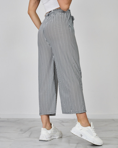 Royalfashion Women's wide 7/8 striped pants