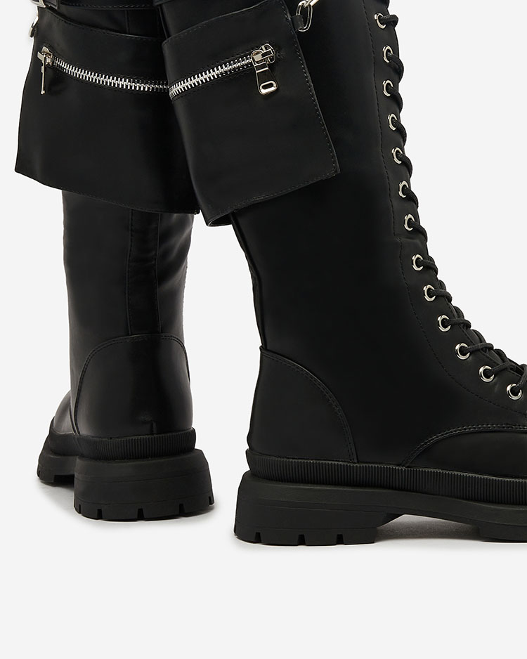 Royalfashion Black women's lace-up boots Apovido