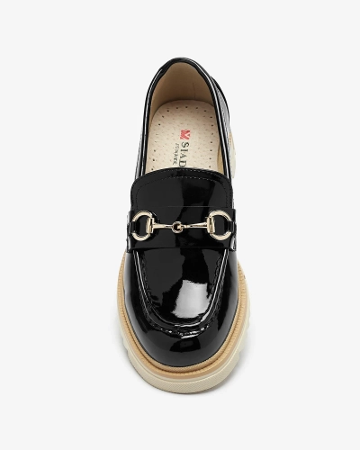 Black lacquered women's moccasins with chain Soterra - Footwear