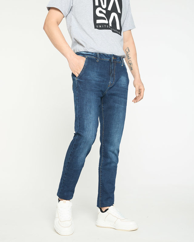 Navy blue straight leg jeans for men - Clothing