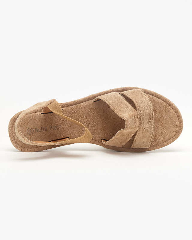 OUTLET Light brown women's eco-suede flat sandals Nerina - shoes
