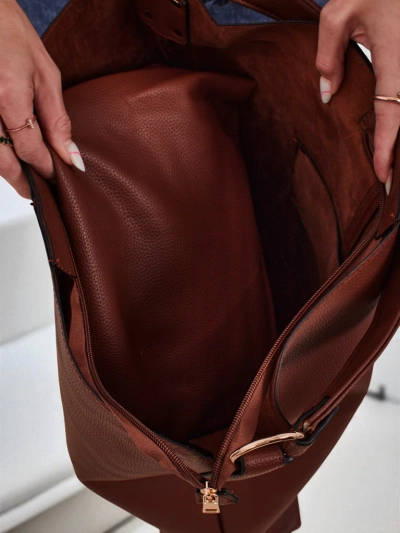 Aurelia Grande Camel - Liela A4 formāta somiņa no mākslīgās ādas, siksna, rāvējslēdzējs, stilīgs iepirkumu grozs