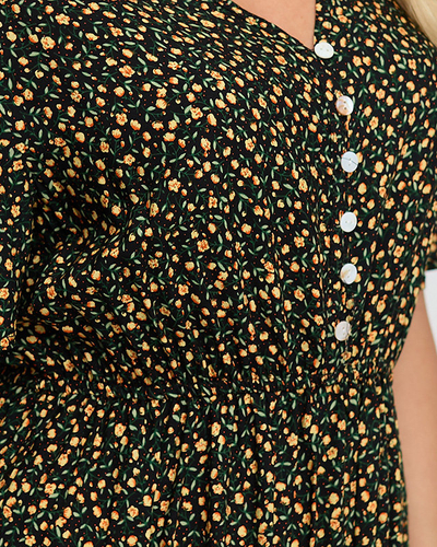 Women's black flared floral maxi dress - Clothing