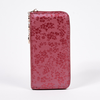 Large maroon patterned wallet made of ecological matte leather - Accessories