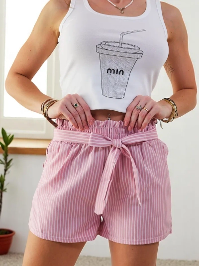 Royalfashion Women's shorts with elastic and drawstrings at the waist in a striped pattern