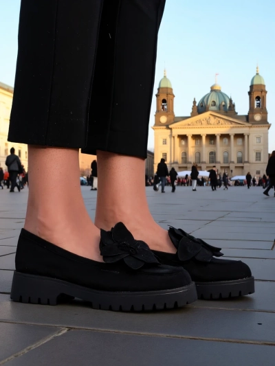 Royalfashion Eco suede women's moccasins with a Floverse flower