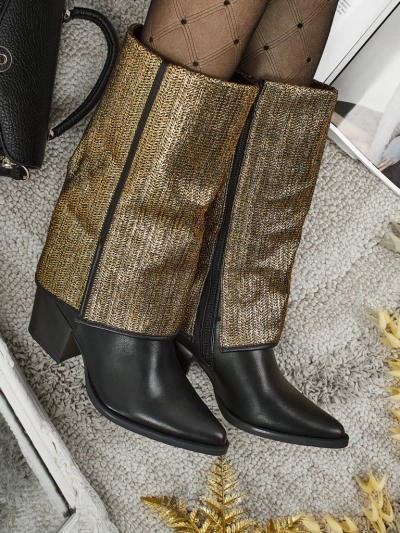 Женские ботильоны из экокожи на каблуке-столбике с декоративным верхом Virelia