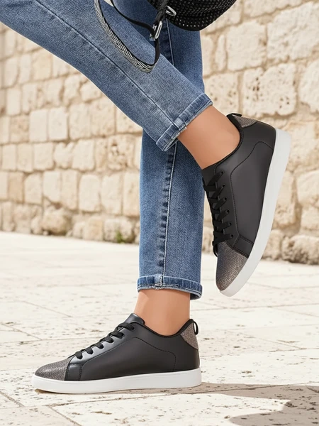Calista Nero lava sneakers-eez – black leather flat shoes-eez spring-ah