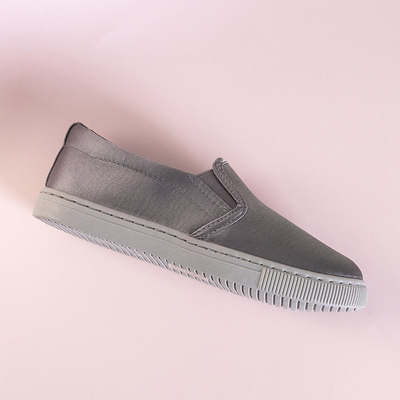 OUTLET Gray children's satin sneakers slip on Moderi - Footwear