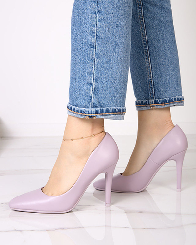 Women's pumps with a square toe in a lilac color Vaseka - Footwear