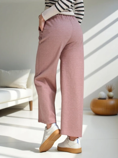 Royalfashion Women's Wide Woven Jersey Pants