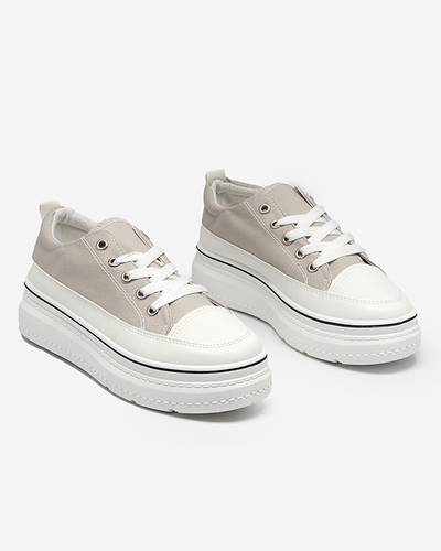 OUTLET Light gray women's sneakers on the Veritar platform - Footwear