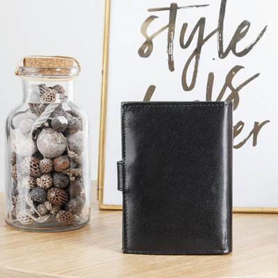 Men's black wallet with a button - Wallet