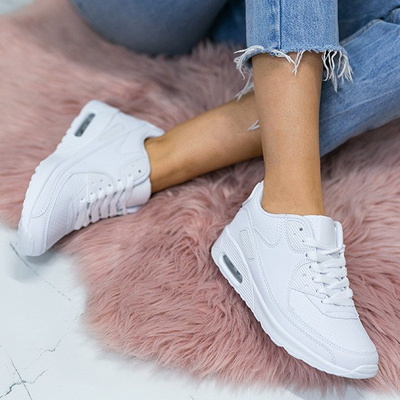 White, sport shoes from leatherette Shenia - Footwear 1