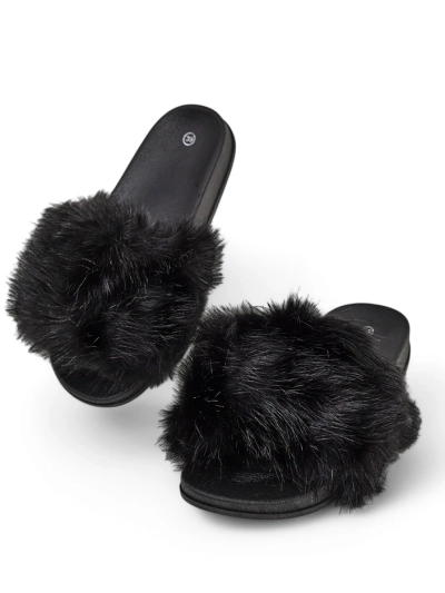 Women's maroon slippers with fur Nonna- Shoes