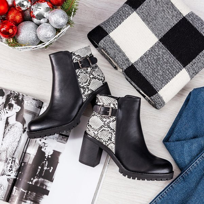 Black ankle boots on higher column Claretta - Footwear