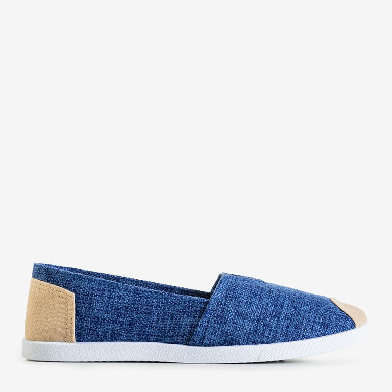 Women's navy blue espadrilles made of Mirlenace fabric - Footwear