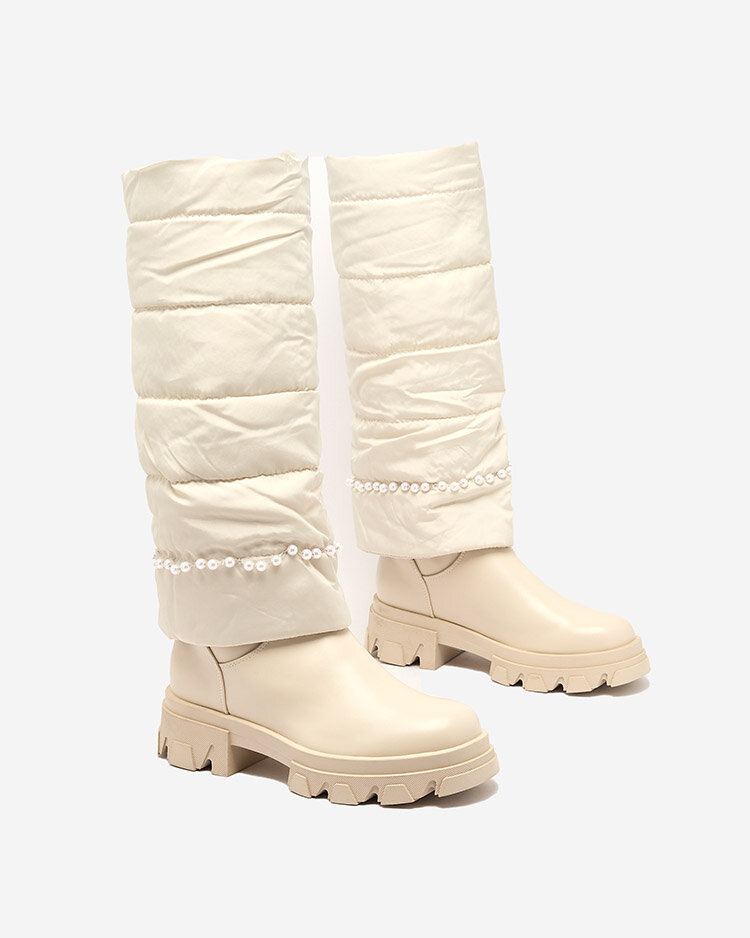 Royalfashion Sieviešu krēmkrāsas Ameroe zābaki