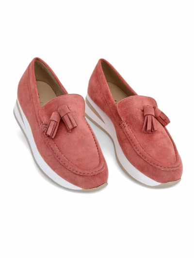 Ariadne women's pink wedge moccasins casual eco leather