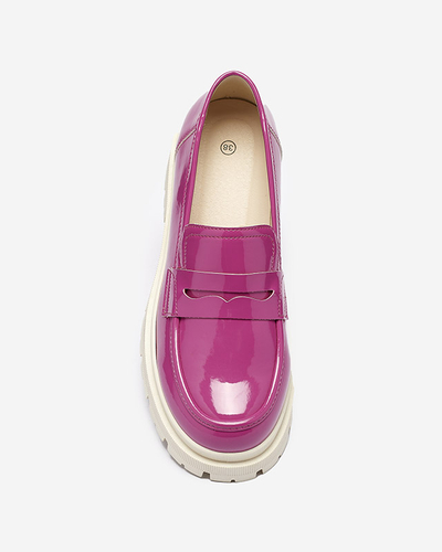Fuchsia lacquered moccasins for women Noppel - Footwear