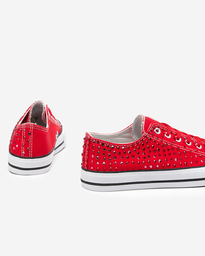 Women's sneakers with colored zircons in red Amando- Footwear