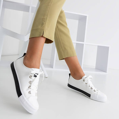 Women's white sneakers with black inserts Zuta - Footwear