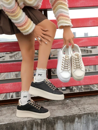 Royalfashion Women's sporty sneakers with decorative laces Eone