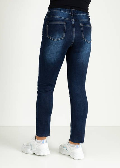 Women's navy blue straight-leg jeans - Clothing