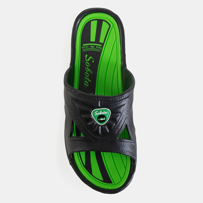 Men's black and green Zesov rubber slippers - Footwear