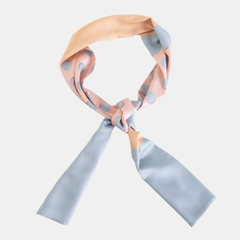 Blue and orange polka dot scarf - Accessories