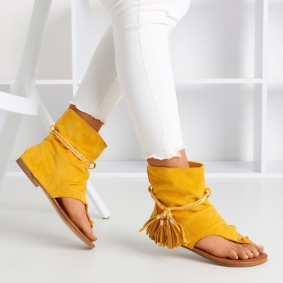 Mustard flip-flop sandals with Semara upper - Footwear 1