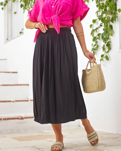 Royalfashion Women's Woven Midi Skirt, Summer and Flowing with Two Pockets