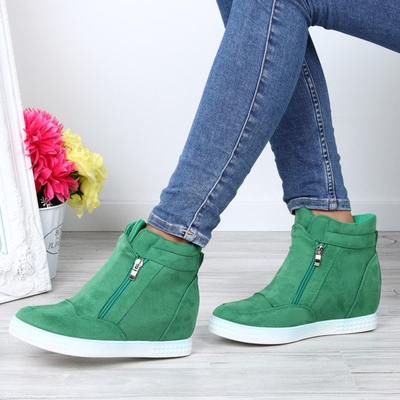 Zielone sneakersy na koturnie Velicienta - Obuwie