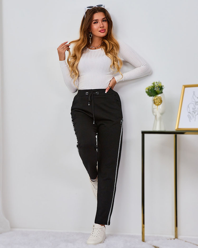 Royalfashion Black women's sweatpants with piping