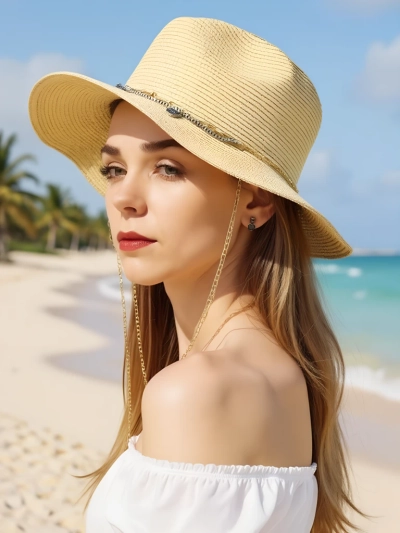 Royalfashion Women's straw hat Golden Halo