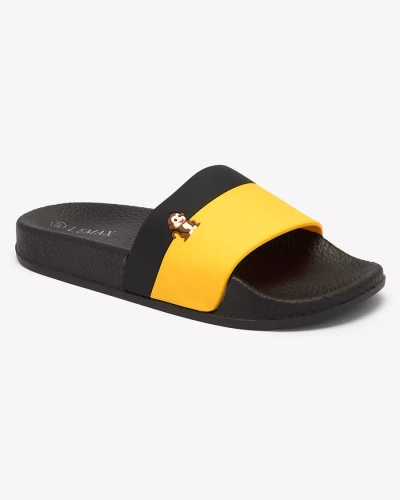 Royalfashion Yellow and black women's rubber flip-flops Lierigs