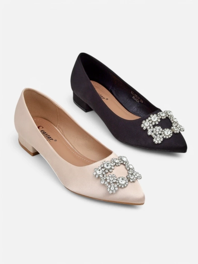 Royalfashion Sieviešu satīna līdzīgas balerīnas ar sprādzi Legant