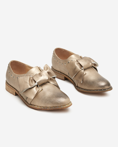 Gold women's low shoes with Entera bow - Footwear