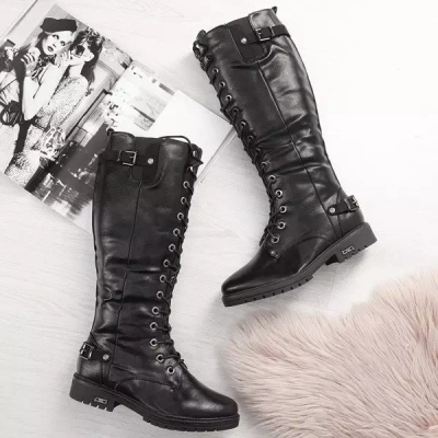 OUTLET Black flat boots Kanuti - Shoes